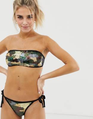 camo bandeau bikini