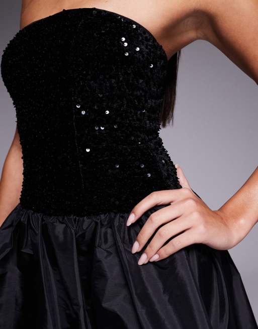 New Look sequin bandeau mini dress in black | ASOS