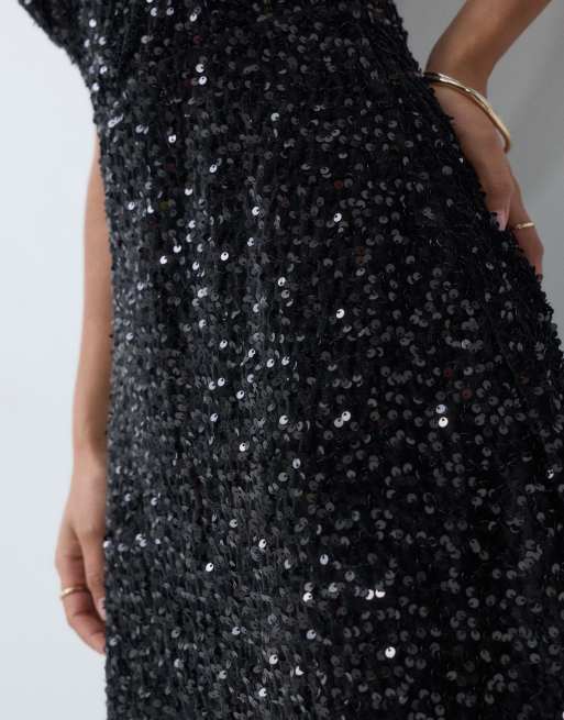 New Look sequin bandeau mini dress in black, 4 of 5