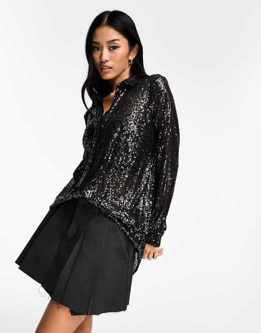 Navy Sequined Sparkle Shirt – Highstreet Outlet UK