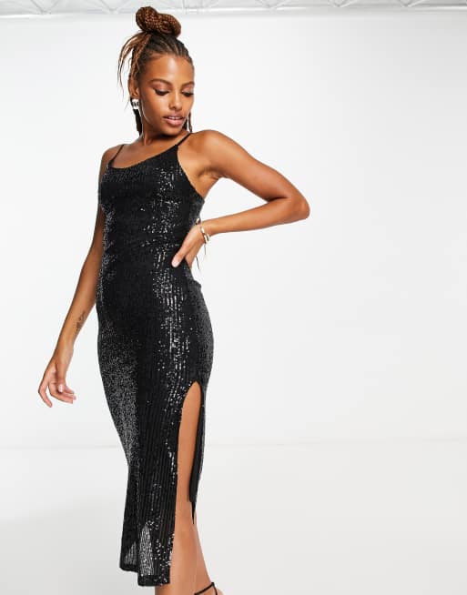 Black glitter 2025 dress midi