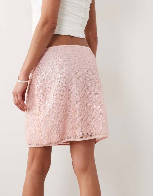 New Look sequin mini skirt in pink, 5 of 5