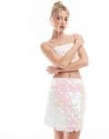 [New Look] New Look sequin mini skirt in white 8 WHITE