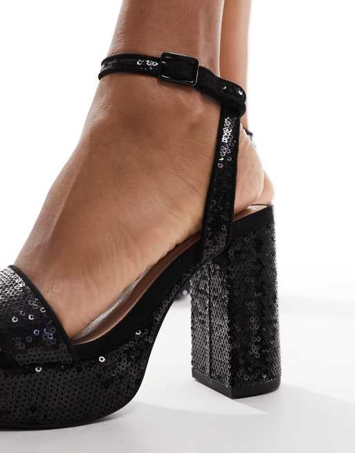 Black sequin 2025 platform heels