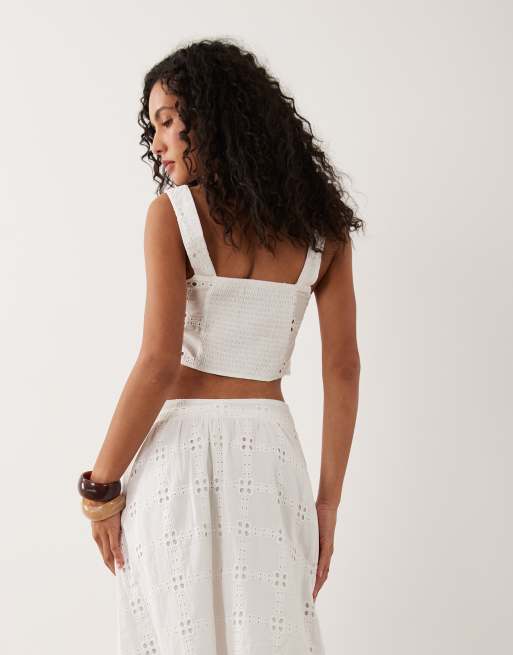 New Look set broderie anglaise linne i vitt, 4 av 4