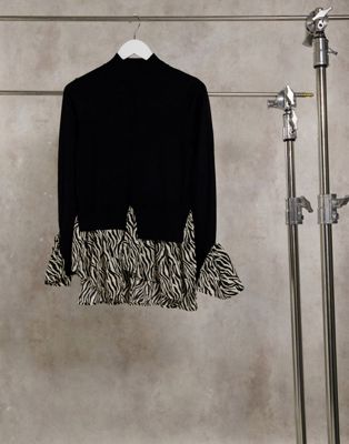 New Look – Set mit geripptem Pullover und Bluse in Schwarz