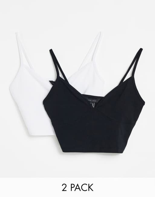 New Look - Set van 2 bralettes in zwart en wit