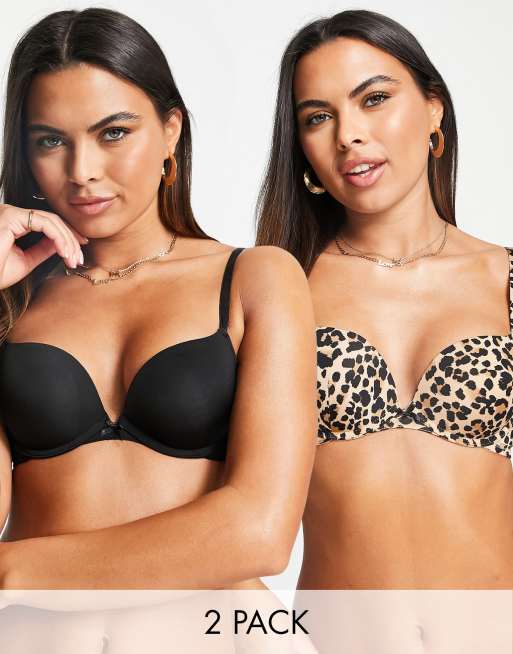 New Look - Set van 2 push-up bh's met dierenprint