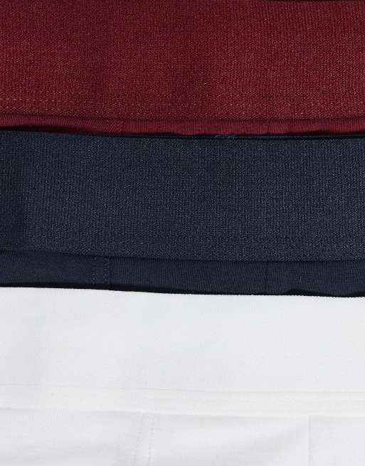 New Look - Set van 3 boxershorts in wit, marineblauw en bordeauxrood, 2 van 3