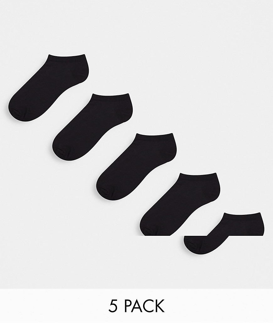 New Look - Set van 5 onzichtbare sokken, zwart