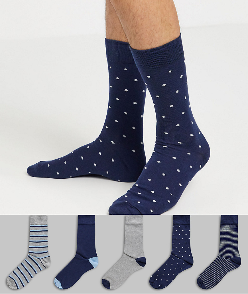New Look - Set van 5 sokken-Blauw