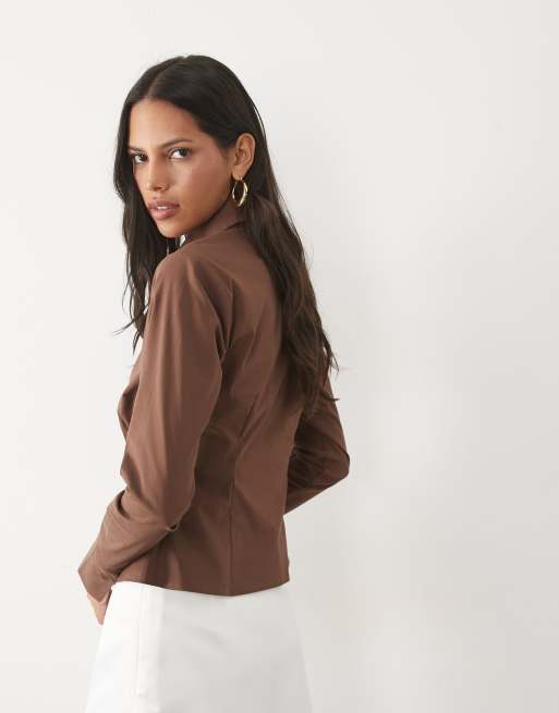 New Look - Set van overhemd en stropdas in chocoladebruin, 4 van 4