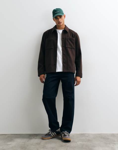 New Look shacket i brun imiteret uld - view 1