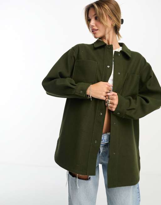 New Look shacket in khaki | ASOS