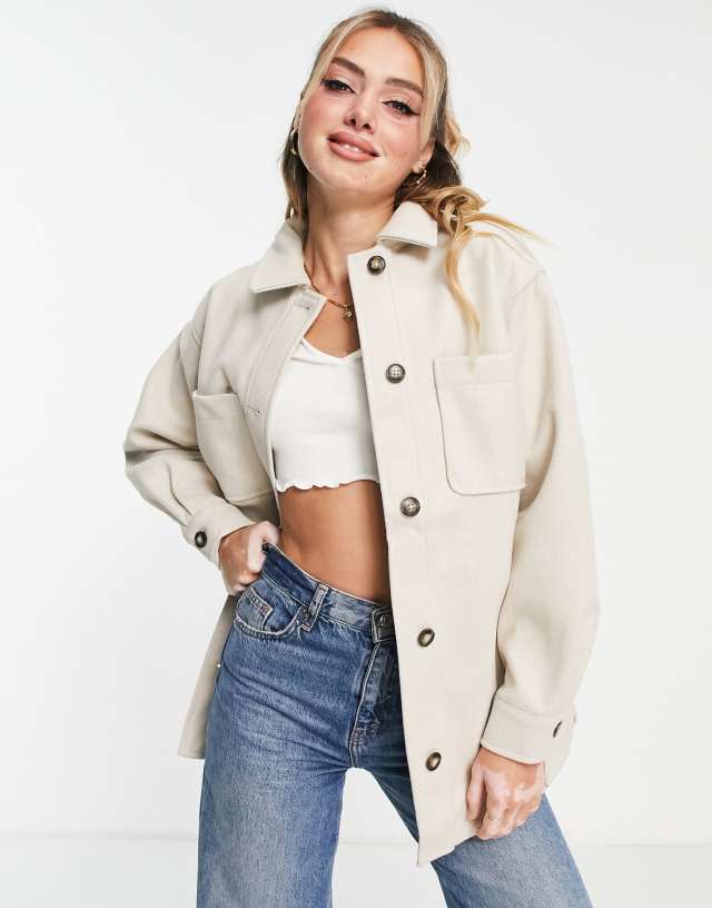 New Look shacket in oatmeal