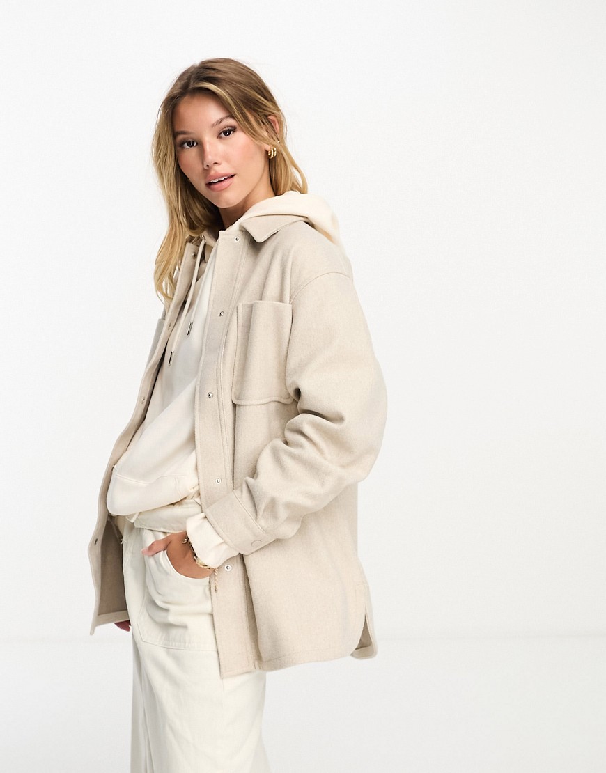 New Look shacket in stone-Neutral