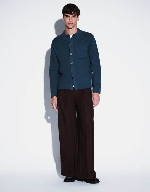 New Look shacket med knapper hele vejen ned i navy, 2 af 5