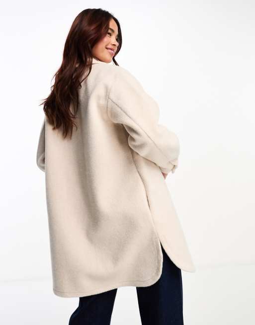 New Look - Shacket van borg in crème, 2 van 4