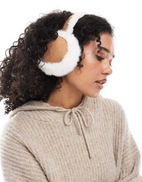 New Look shearling earmuffs in camel - view 1