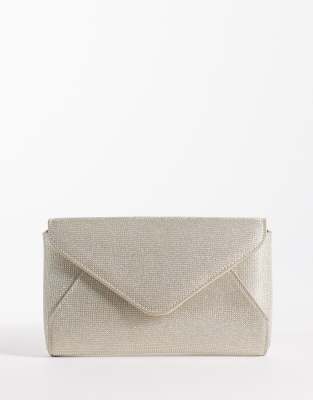 New Look New Look shimmer clutch bag in gold