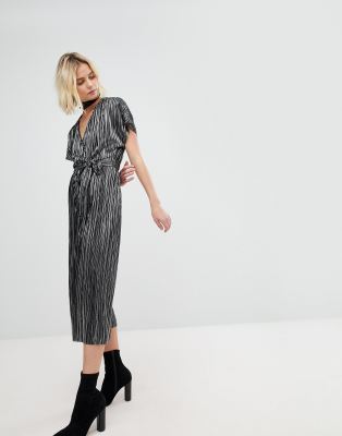 silver wrap jumpsuit