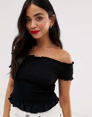 new look black bardot top