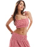 [New Look] New Look shirred crop cami in red gingham (part of a set) 14 Red Pattern