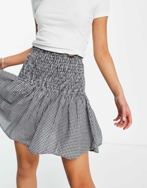 Shirred shop mini skirt