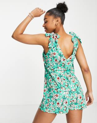 green flower romper