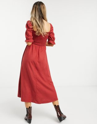 new look square neck midi dress