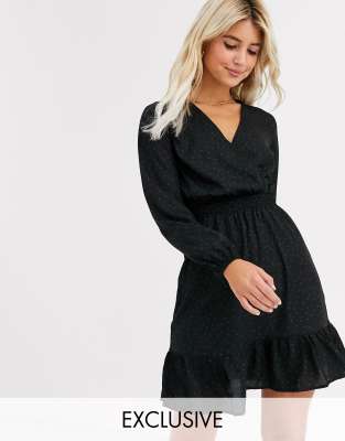 black wrap dress new look