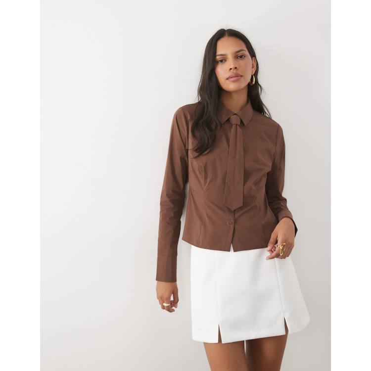 brown dress shirt and tie New Look set in chocolate Brown blazer