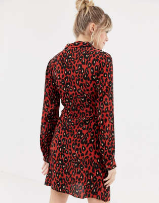 new look animal print shirt dress