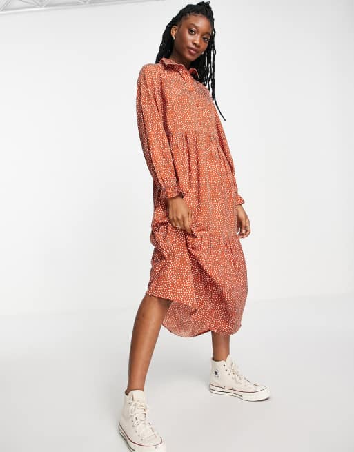 Rust spot print shirt dress on sale