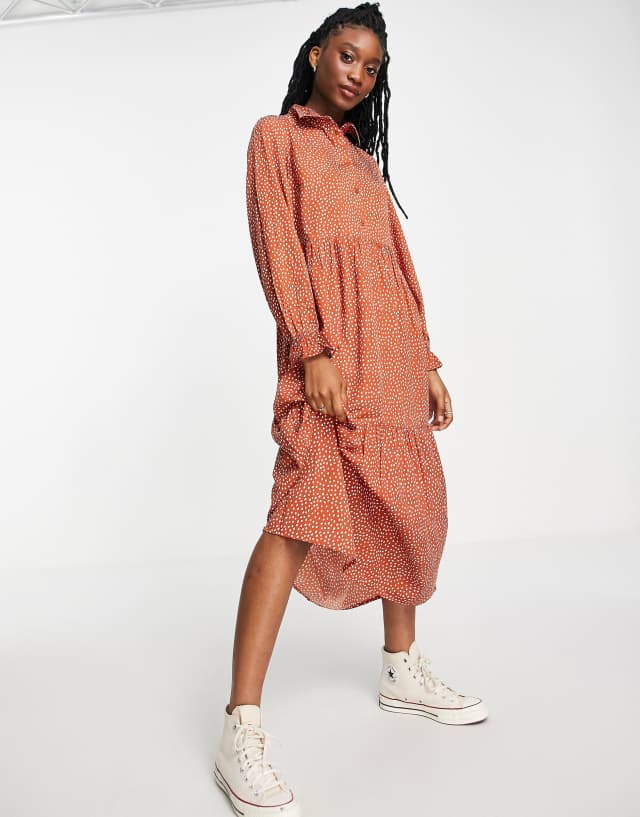 New Look shirt midi dress in rust spot