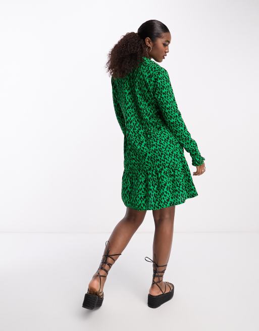 New look green animal best sale print dress