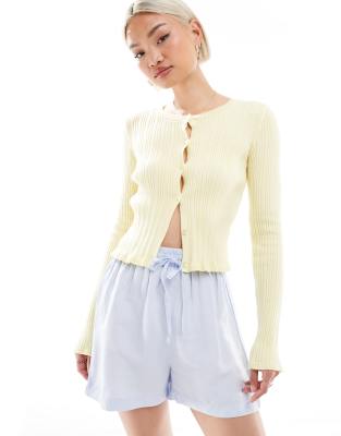 Short à enfiler en lin - Bleu 44