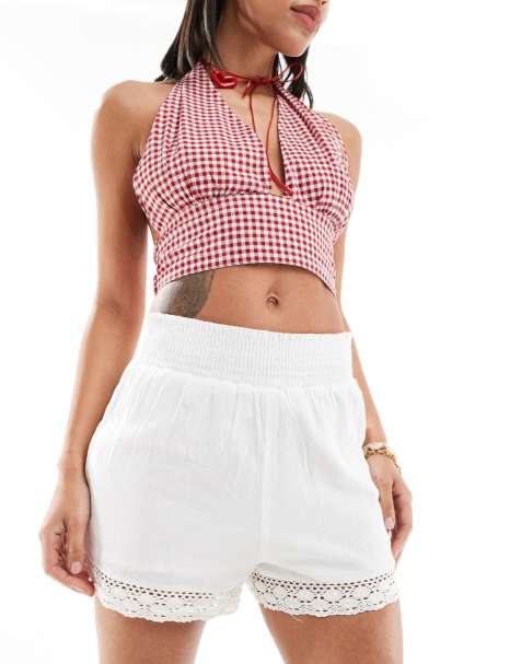 New Look - Short avec ourlets en broderie anglaise - Blanc - view 1