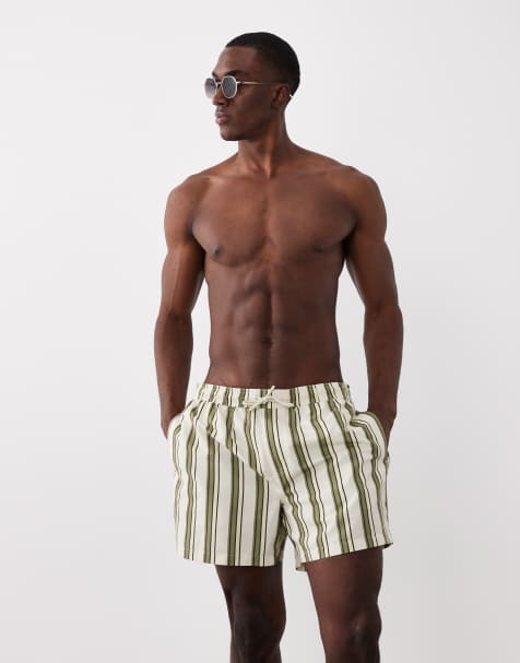 New Look - Short de bain à rayures - Kaki - view 1