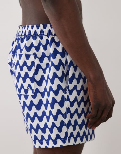 New Look - Short de bain à rayures ondulées - Bleu, 4 de 5