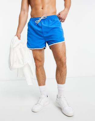 New Look shorter length runner swim shorts in blue  - ASOS Price Checker
