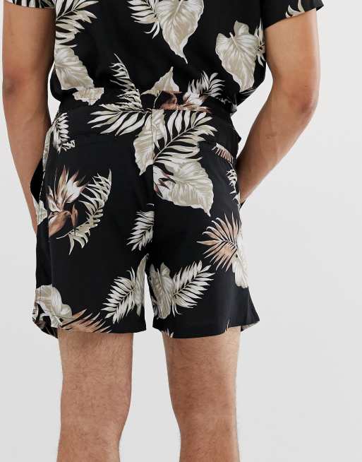 New Look - Short d'ensemble à imprimé feuilles - Noir, 2 de 4
