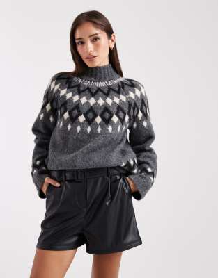 New Look - Short en imitation cuir à ceinture - Noir