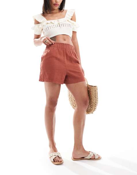 New Look - Short met linnenlook in bruin - view 1