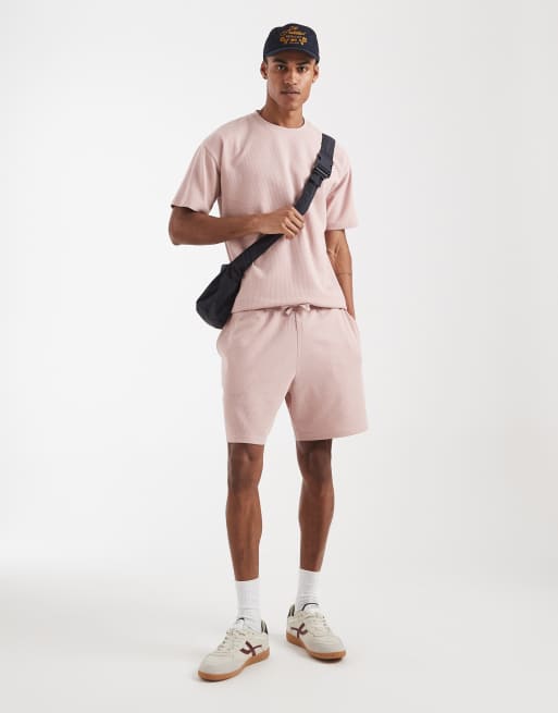 New Look - Short met wafelstructuur in roze, deel van co-ord set, 2 van 5