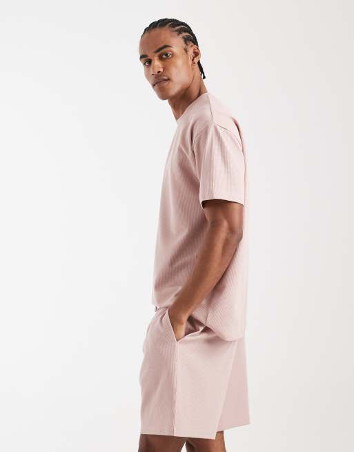 New Look - Short met wafelstructuur in roze, deel van co-ord set, 3 van 5