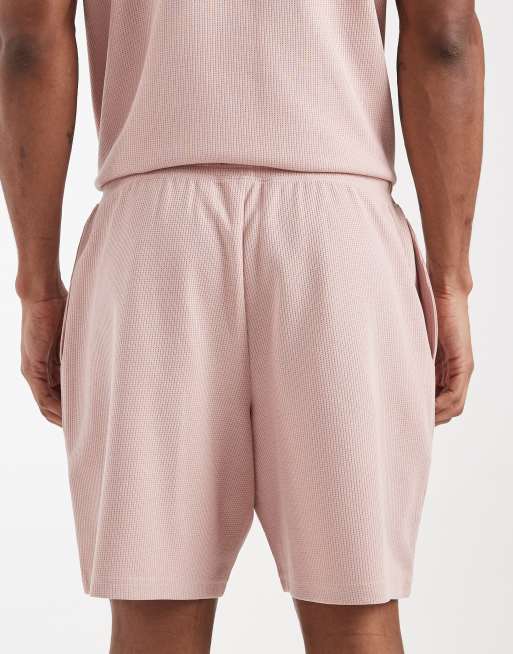 New Look - Short met wafelstructuur in roze, deel van co-ord set, 5 van 5