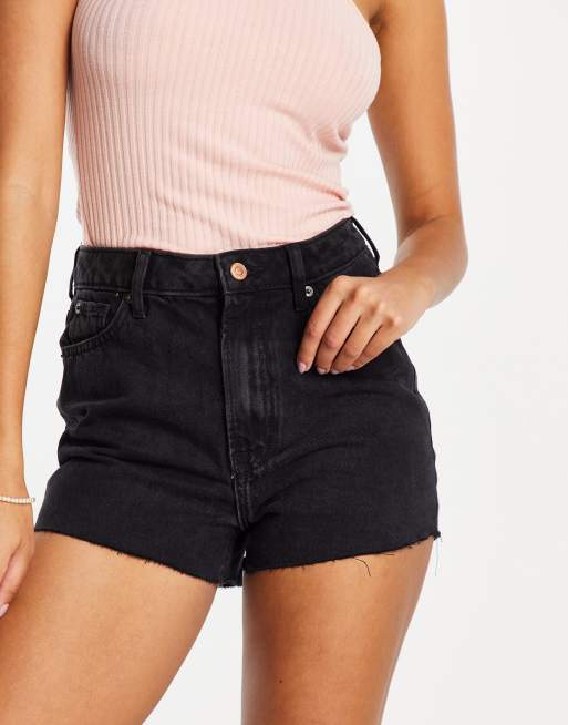 New Look Short mom en jean taille haute Noir