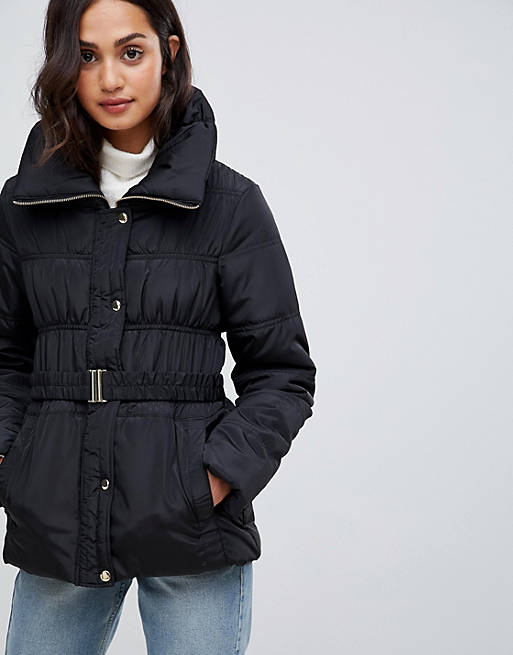 New Look short ruched padded coat