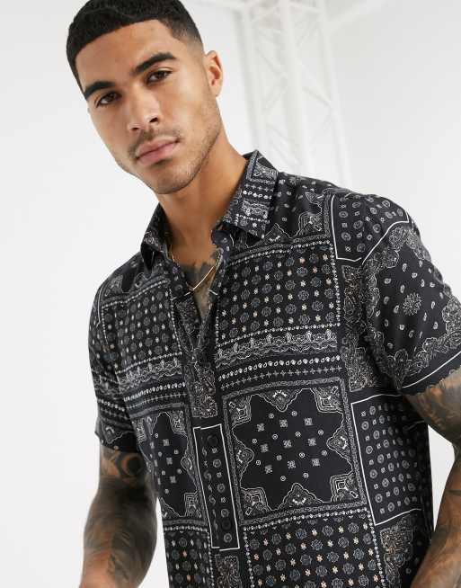 Short Sleeve Bandana Print Shirt